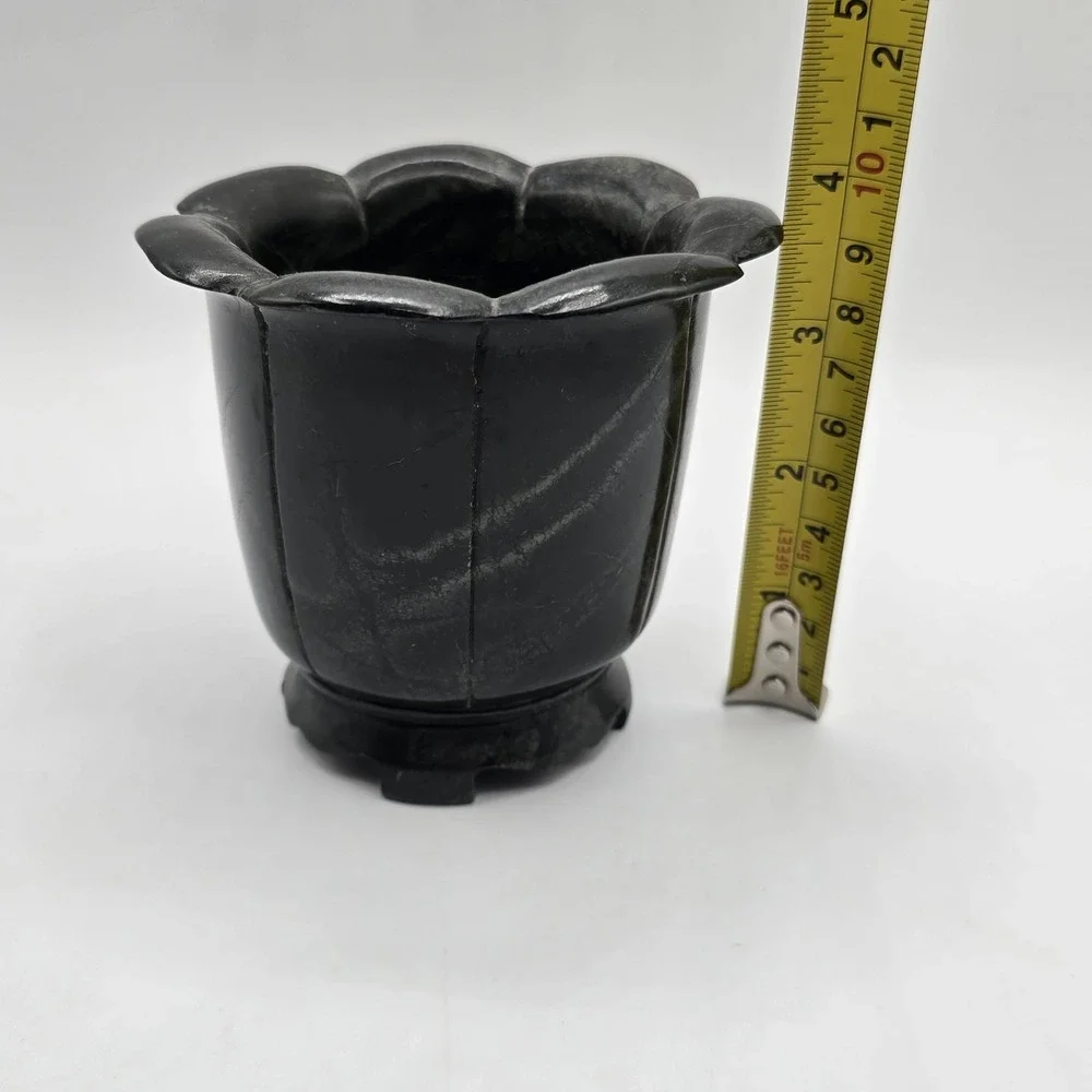 Vtg Floral Petal‎ Candleholder Or Mini Vase Stone Rock Heavy